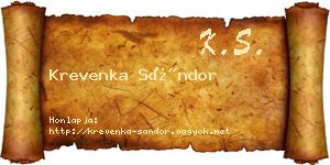 Krevenka Sándor névjegykártya